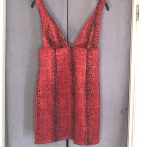 Snake print red dress